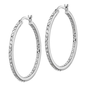 Diamond Fascination Diamond Mystique Sterling Silver Platinum-plated Diamond In and Out Round Hoop Earrings — alternate view