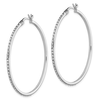 Diamond Fascination Diamond Mystique Sterling Silver Platinum-plated Diamond Round Hoop Earrings — alternate view