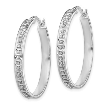 Diamond Fascination Diamond Mystique Sterling Silver Platinum-plated Diamond Round Hoop Earrings — alternate view
