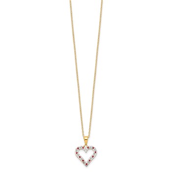 Diamond Fascination Diamond Mystique Sterling Silver 18K Gold-plated Diamond and Ruby Heart 18 Inch Necklace — alternate view