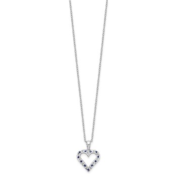 Diamond Fascination Diamond Mystique Sterling Silver Platinum-plated Diamond and Sapphire Heart 18 Inch Necklace — alternate view