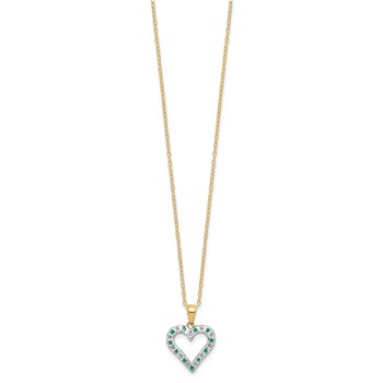 Diamond Fascination Diamond Mystique Sterling Silver 18K Gold-plated Diamond and Emerald Heart 18 Inch Necklace — alternate view