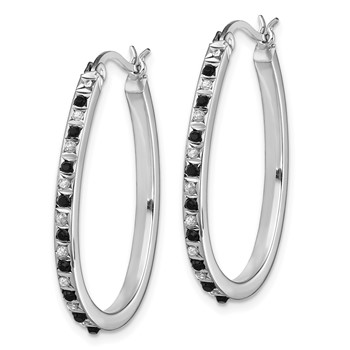 Diamond Fascination Diamond Mystique Sterling Silver Platinum-plated Diamond Black and White Diamond Hoop Earrings — alternate view
