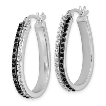 Diamond Fascination Diamond Mystique Sterling Silver Platinum-plated Diamond Black and White Diamond Hoop Earrings — alternate view