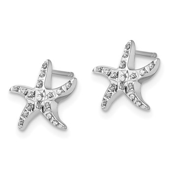 Diamond Fascination Diamond Mystique Sterling Silver Platinum-plated carart Diamond Starfish Post Earrings — alternate view