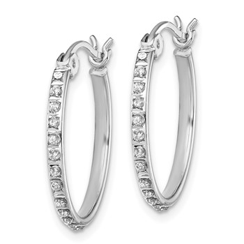 Diamond Fascination Diamond Mystique Sterling Silver Platinum-plated Diamond Round Hoop Earrings — alternate view