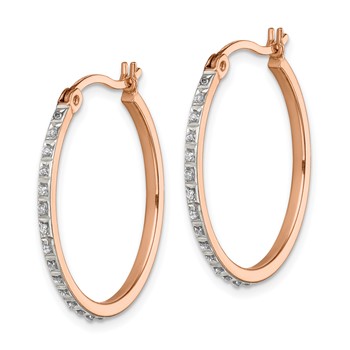 Diamond Fascination Diamond Mystique Sterling Silver Rose Gold-plated Diamond Round Hoop Earrings — alternate view