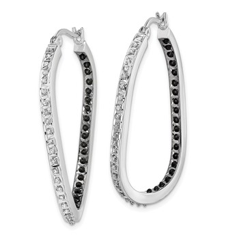 Diamond Fascination Diamond Mystique Sterling Silver Platinum-plated Diamond Black and White Diamond In and Out Hoop Earring — alternate view