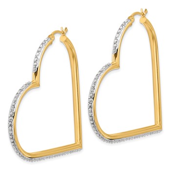 SS 18k Gold-pltd Diamond Mystique Dia Dust/Accent Heart Earrings — alternate view
