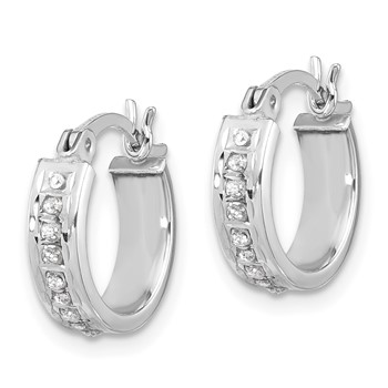 Sterling Silver Platinum-plated Diamond Mystique Hoop Earrings — alternate view