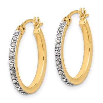 SS 18k Gold-plated Diamond Mystique Diamond Dust/Accent Hoop Earrings — alternate view