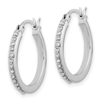 SS Platinum-plated Diamond Mystique Diamond Dust/Accent Hoop Earrings — alternate view