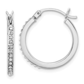 SS Platinum-plated Diamond Mystique Diamond Dust/Accent Hoop Earrings