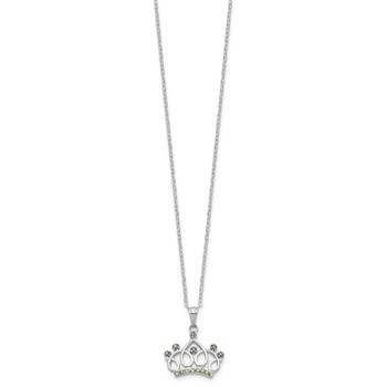 SS Plat-pltd Diamond Mystique Diamond Dust/Accent Crown Necklace — alternate view