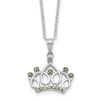SS Plat-pltd Diamond Mystique Diamond Dust/Accent Crown Necklace