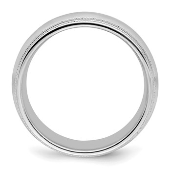 Sterling Silver Rh-plated 8mm Comfort Fit Double Milgrain Size 4 Band — alternate view