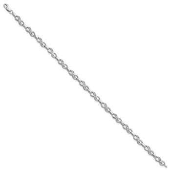 Sterling Silver Rhodium-plated Diam. Infinity Symbol Bracelet — alternate view