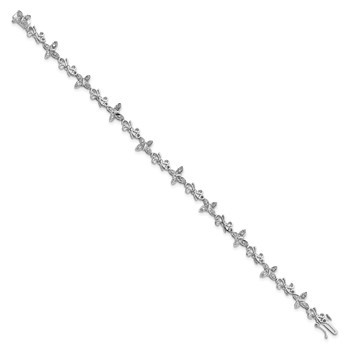 Sterling Silver Rhodium-plated Diamon Butterfly & Bows Bracelet — alternate view