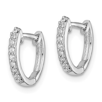 Sterling Silver Rhodium Diam. Huggie Earrings — alternate view
