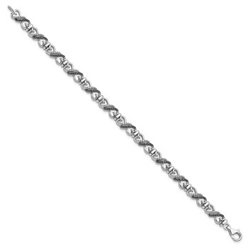 White Night Sterling Silver Rhodium-plated Black and White Diamond Infinity Heart 7.5 Inch Bracelet — alternate view