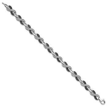 White Night Sterling Silver Rhodium-plated Black and White Diamond 7.5 Inch Bracelet — alternate view