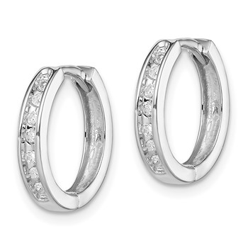 Sterling Silver Rhodium Diam. Huggie Earrings — alternate view