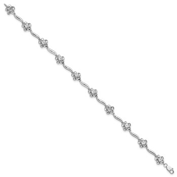 Sterling Silver Rhodium-plated Floral Diamond Bracelet — alternate view