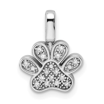 Sterling Silver Rhod 0.15ct. Blk and White Dia. Reversible Pawprint Pendant
