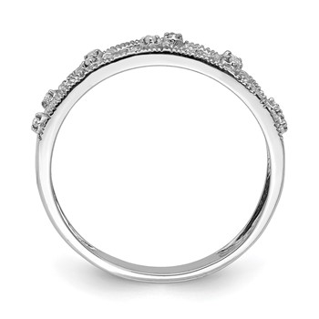 Sterling Silver Rhodium Plated Fancy Diamond Band — alternate view