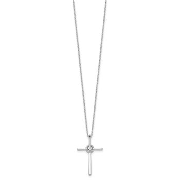 Sterling Silver Diamond Rhodium-plated Eternal Life Cross Necklace — alternate view