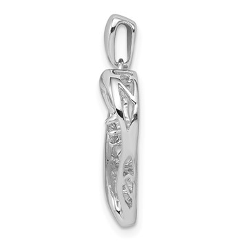Sterling Silver Rhodium Diam. Heart Pendant — alternate view