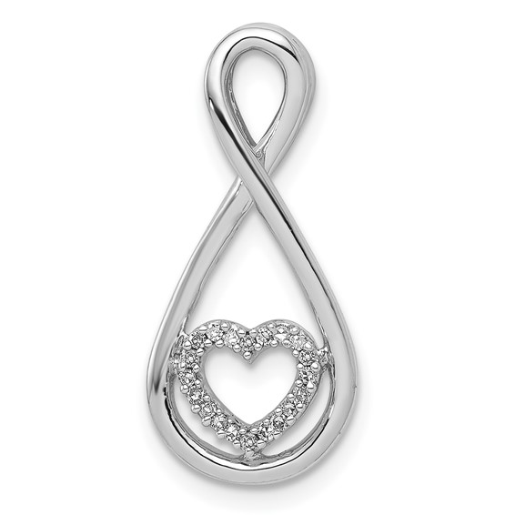 Sterling Silver Diamond Heart in Teardrop Slide Pendant