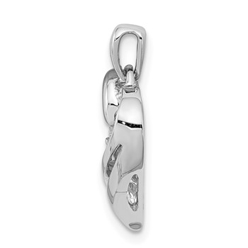 Sterling Silver Rhodium Diam. Heart Pendant — alternate view