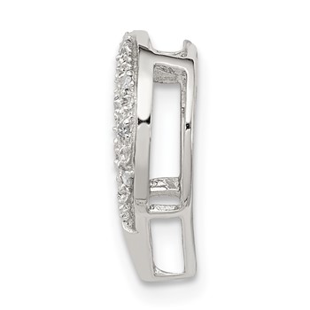 Sterling Silver Rhodium Diamond Heart Chain Slide — alternate view