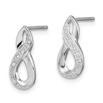 Sterling Silver Rhodium Diamond Post Earrings — alternate view