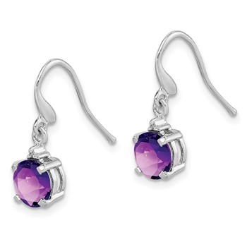 Sterling Silver Rhodium Plated Amethyst and Diamond Wire Earrings — alternate view