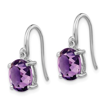 Sterling Silver Rhodium Plated  Amethyst Wire Earrings — alternate view