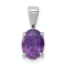 Image of Sterling Silver Rhodium Plated Amethyst Pendant
