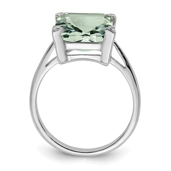 Sterling Silver Rhodium Green Quartz Diamond Ring — alternate view
