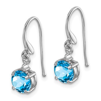 Sterling Silver Rhodium-plated Blue Topaz and Diamond Wire Earrings — alternate view