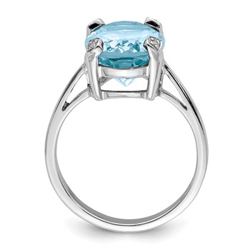 Sterling Silver Rhodium Light Swiss Blue Topaz Diamond Ring — alternate view