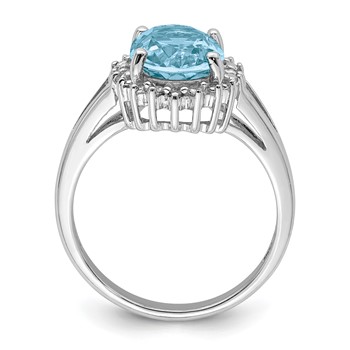 Sterling Silver Rhodium Light Swiss Blue Topaz & Diamond Ring — alternate view