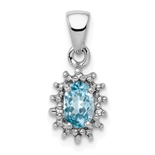 Image of Sterling Silver Rhodium Light Swiss Blue Topaz & Diamond Pendant