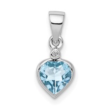 Image of Sterling Silver Rhodium Light Swiss Blue Topaz Diamond Pendant