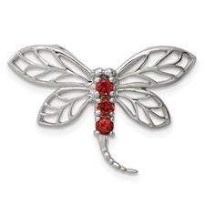 Image of Sterling Silver Rhodium Garnet Dragonfly Chain Slide