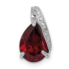 Image of Sterling Silver Rhodium Pear Garnet Pendant