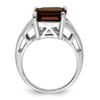 Sterling Silver Rhodium Smoky Quartz Ring — alternate view
