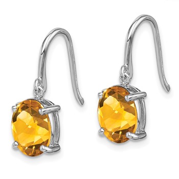 Sterling Silver Rhodium Plated Citrine Wire Earrings — alternate view