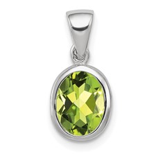 Image of Sterling Silver Rhodium Plated Peridot Pendant