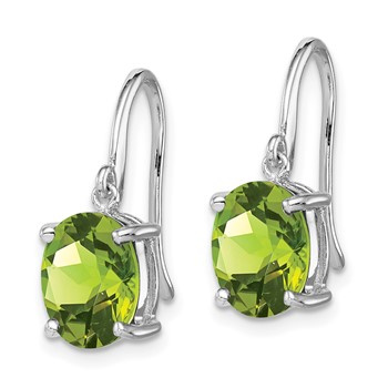 Sterling Silver Rhodium Plated Peridot Wire Earrings — alternate view